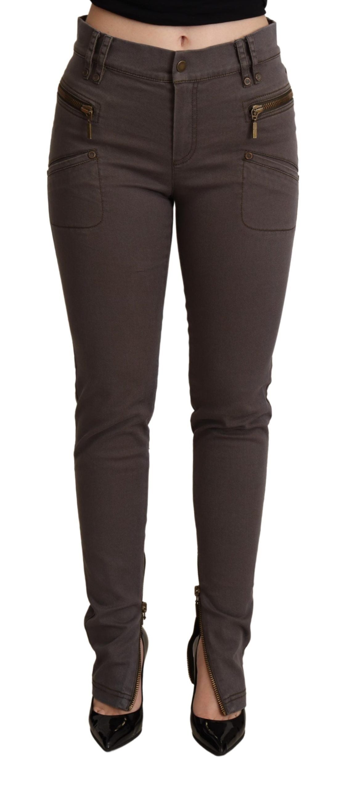 PLEIN SUD Chic Brown Slim-Fit Skinny Jeans IT38 | XS