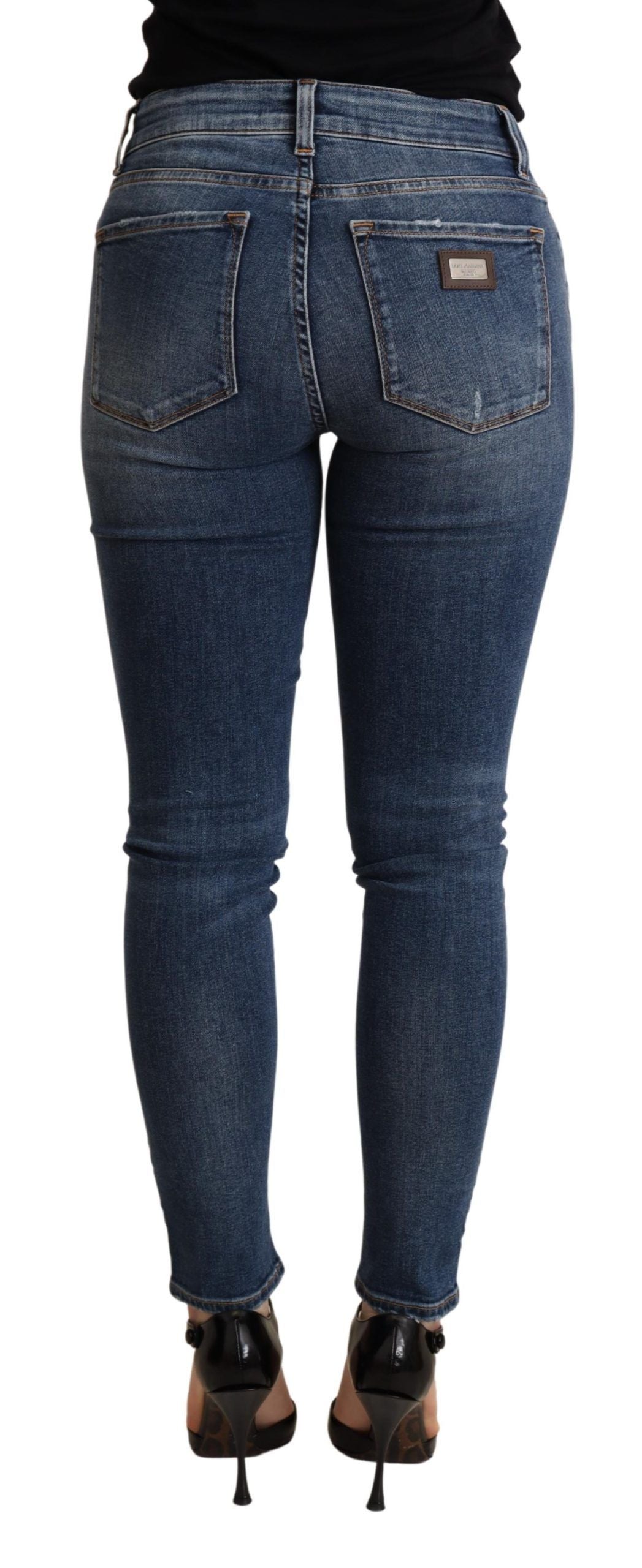 Dolce & Gabbana Elegant Mid Waist Skinny Blue Jeans IT36 / XS