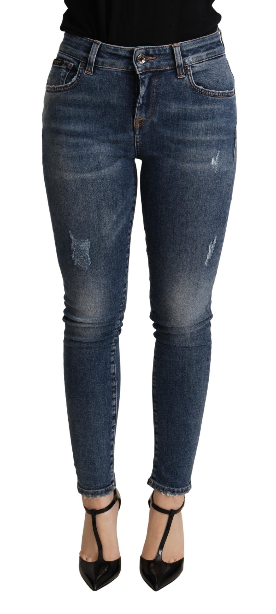 Dolce & Gabbana Elegant Mid Waist Skinny Blue Jeans IT36 / XS