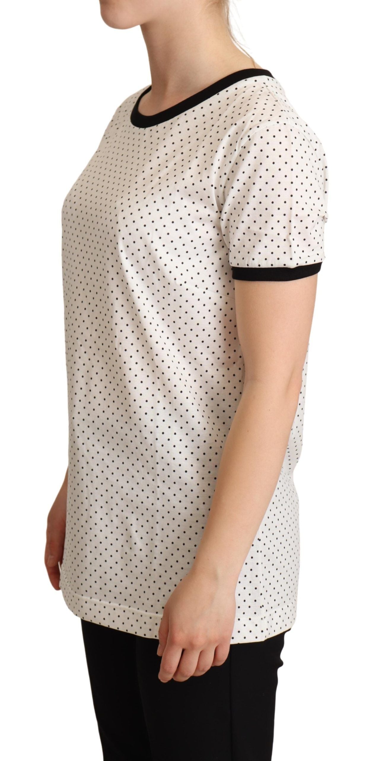 Dolce & Gabbana Polka Dot Crewneck Cotton Tee IT46 / XL