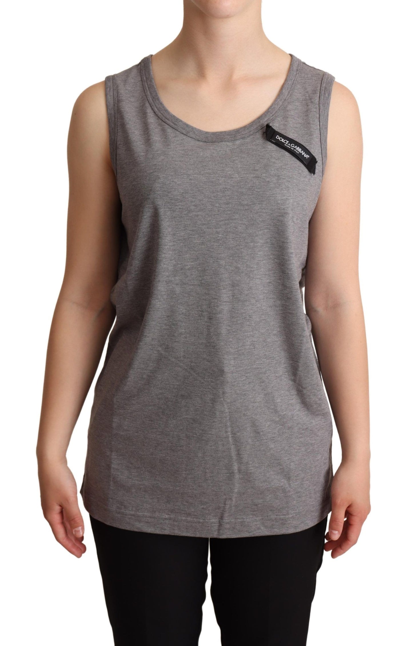 Dolce & Gabbana Elegant Gray Cotton Jersey Sleeveless Tank IT38 / XS