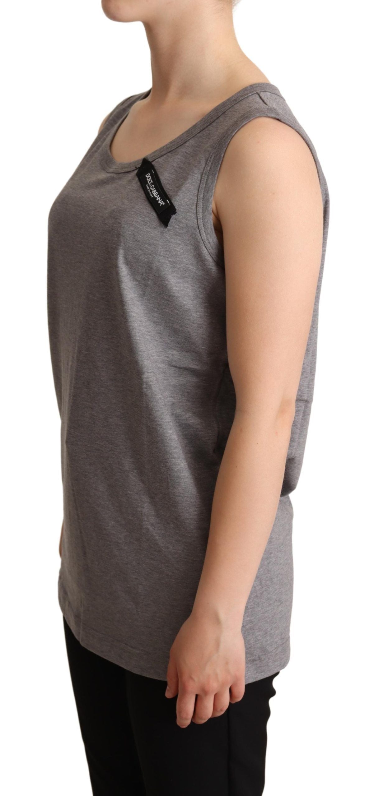 Dolce & Gabbana Elegant Gray Cotton Jersey Sleeveless Tank IT38 / XS