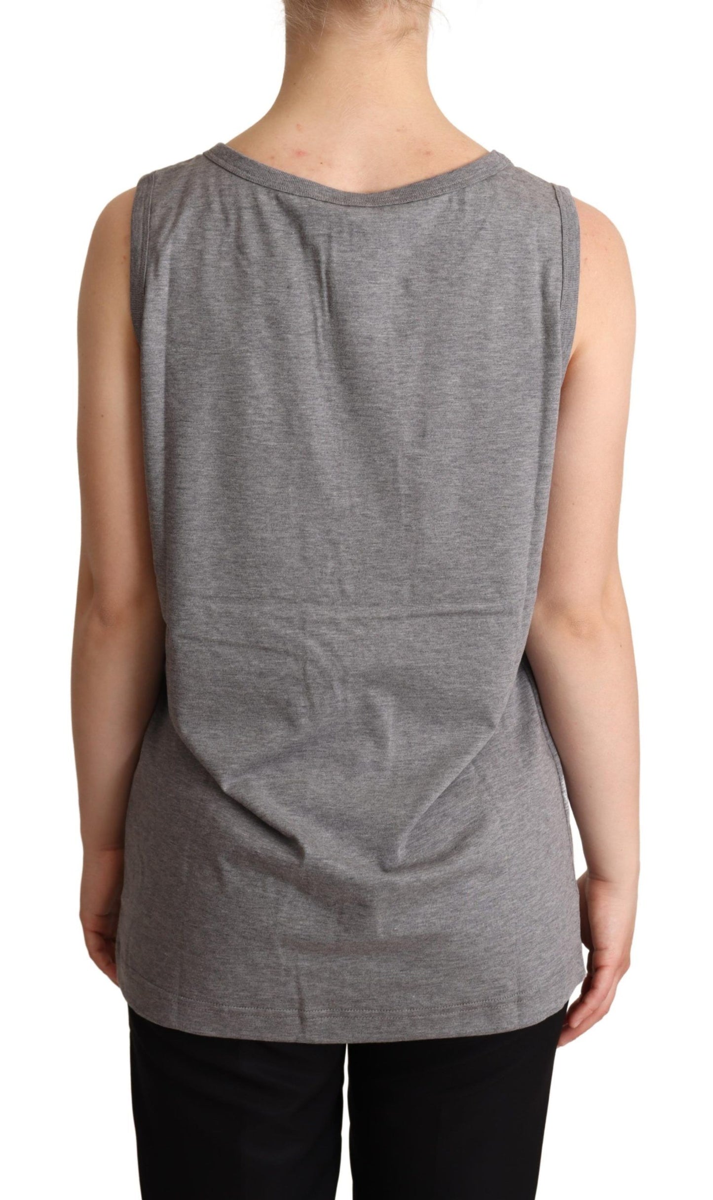 Dolce & Gabbana Elegant Gray Cotton Jersey Sleeveless Tank IT38 / XS