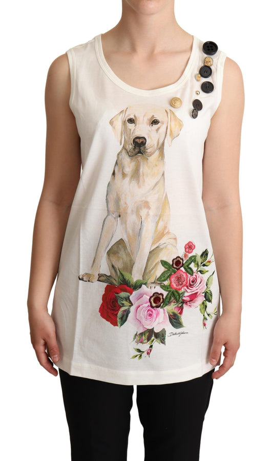 Dolce & Gabbana Chic Canine Floral Sleeveless Tank IT38 / XS