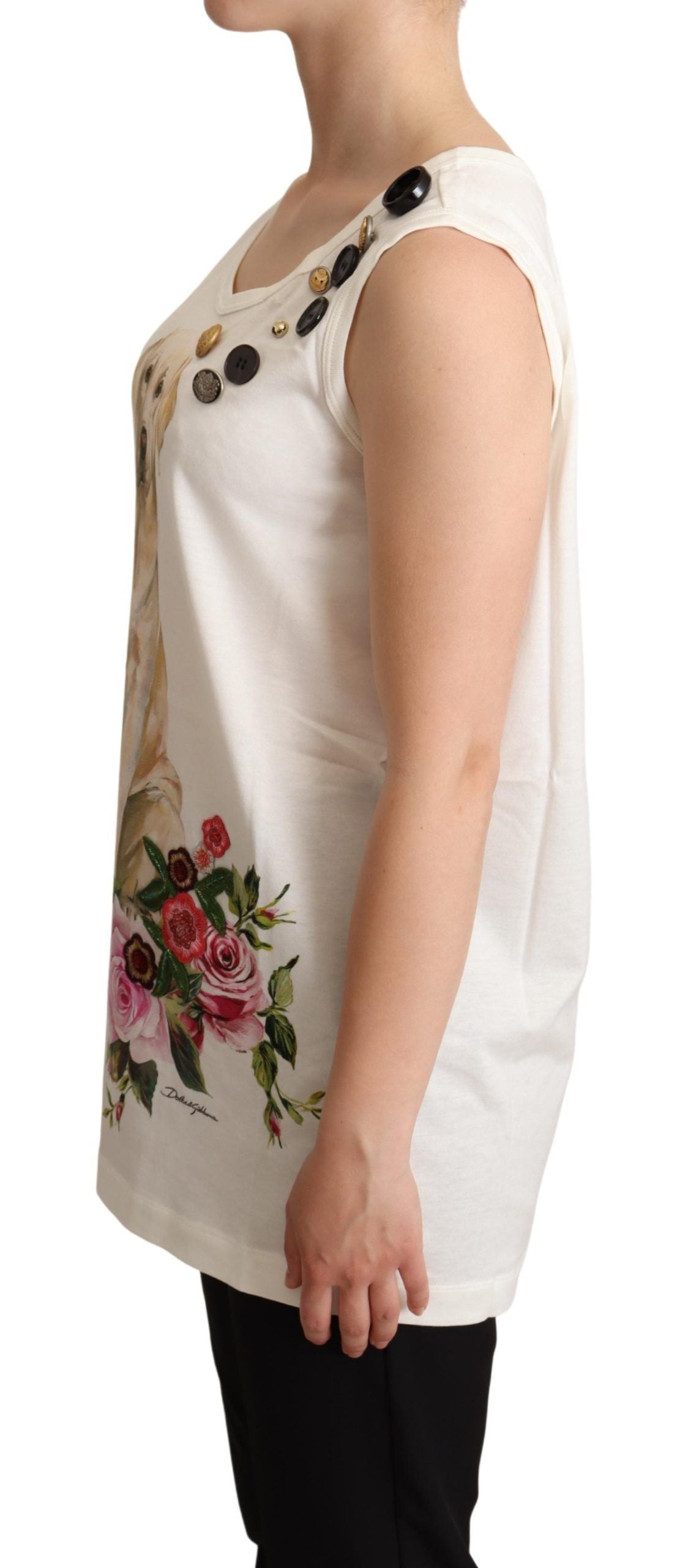 Dolce & Gabbana Chic Canine Floral Sleeveless Tank IT38 / XS