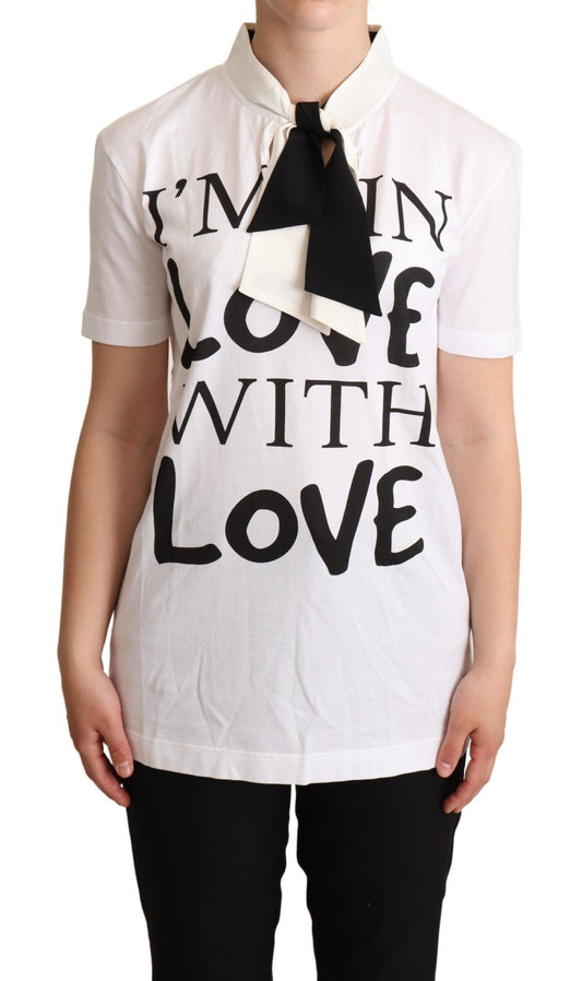 Dolce & Gabbana Chic Love Slogan Silk Cotton Tee IT36 / XS