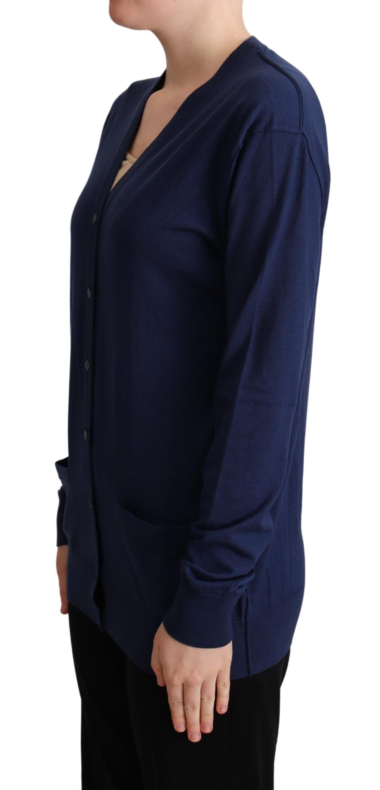 Dolce & Gabbana Elegant Virgin Wool Blue Cardigan IT42 | M