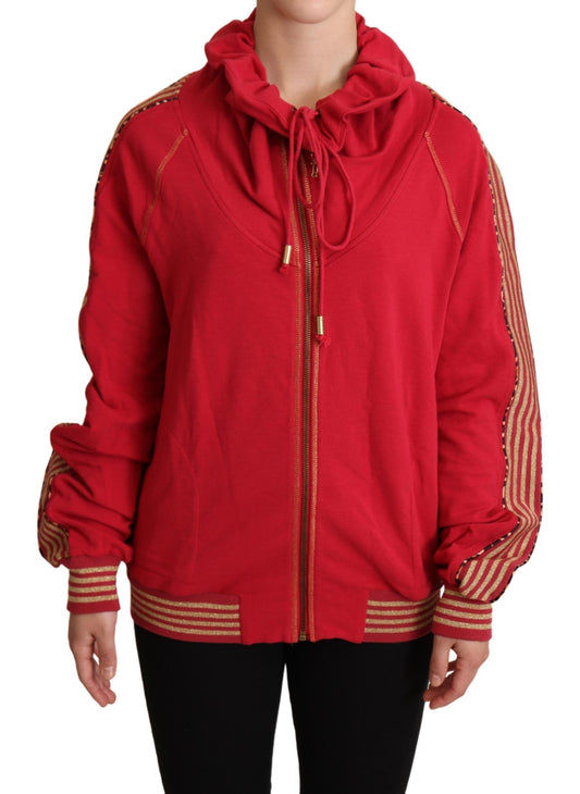 John Galliano Radiant Red Cotton Full Zip Hooded Jacket IT40 | S