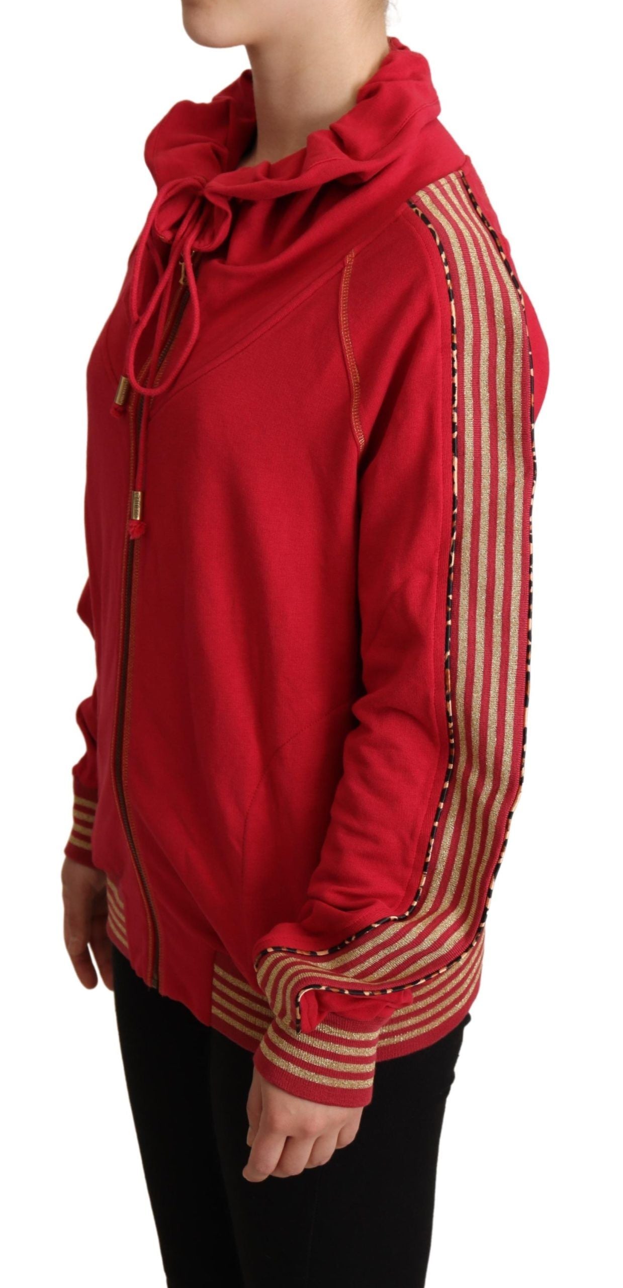 John Galliano Radiant Red Cotton Full Zip Hooded Jacket IT40 | S