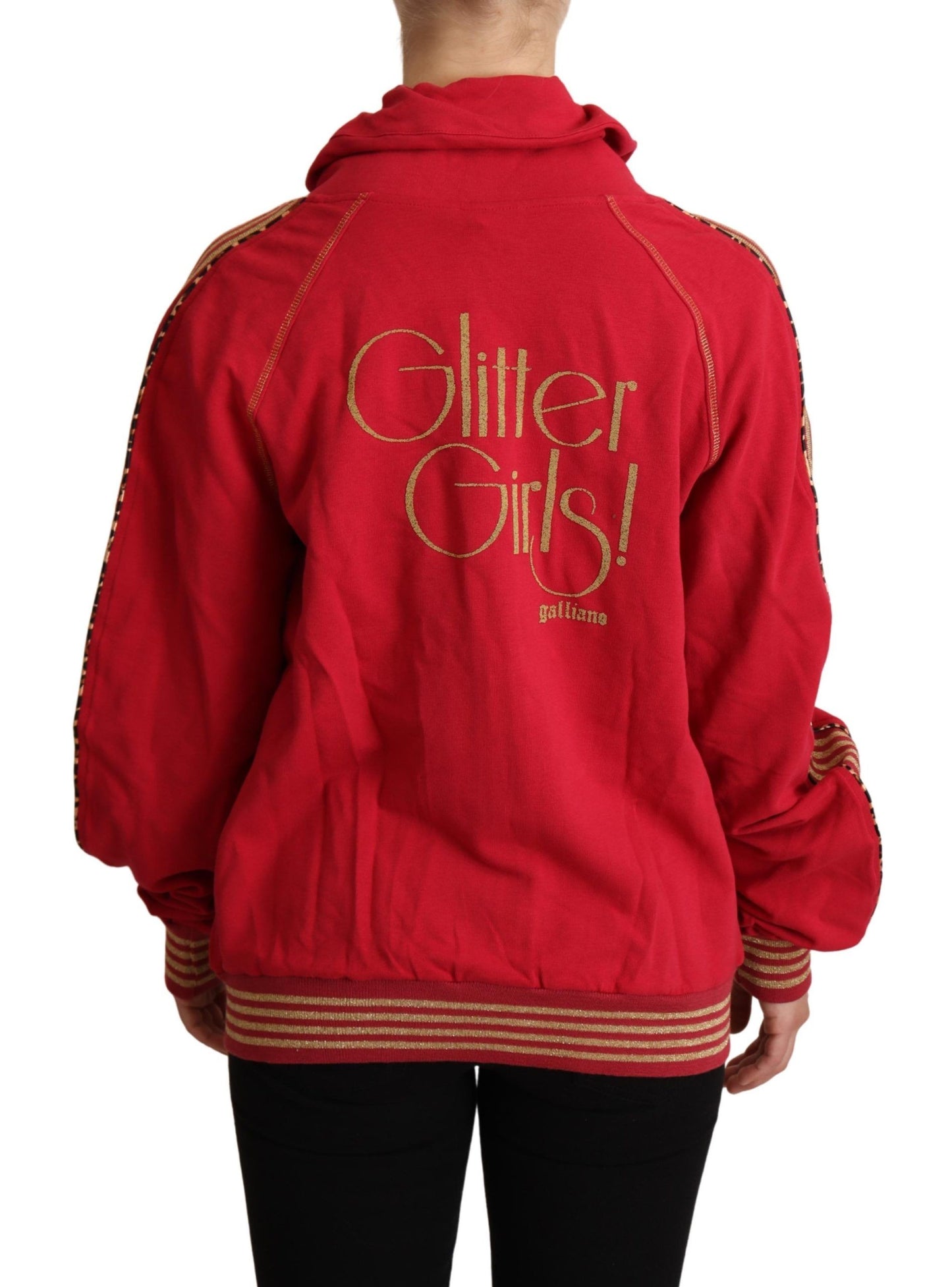 John Galliano Radiant Red Cotton Full Zip Hooded Jacket IT40 | S