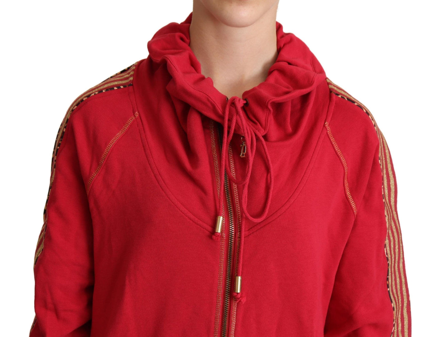 John Galliano Radiant Red Cotton Full Zip Hooded Jacket IT40 | S