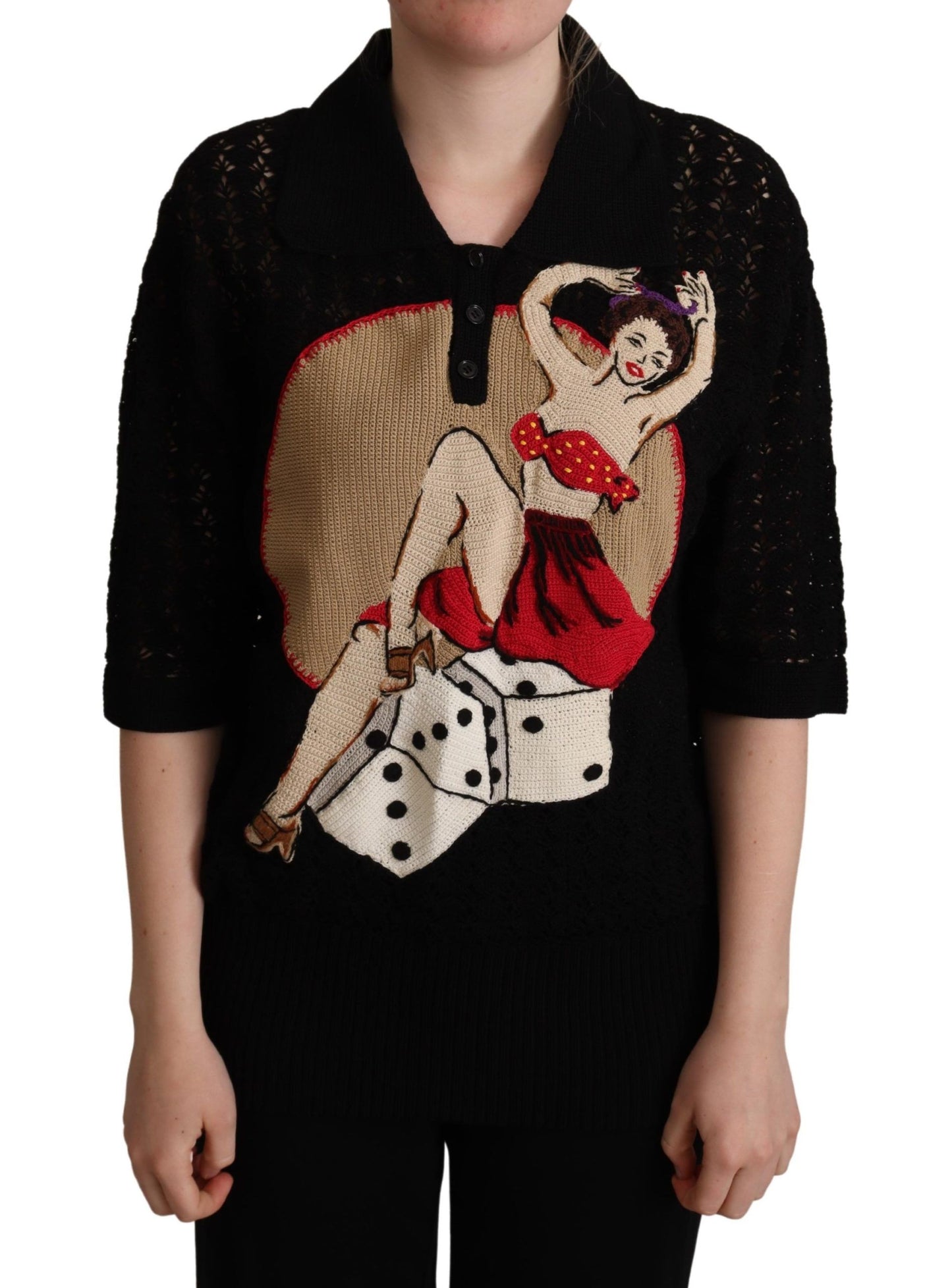 Dolce & Gabbana Embroidered Short Sleeve Luxury Sweater IT44 | L