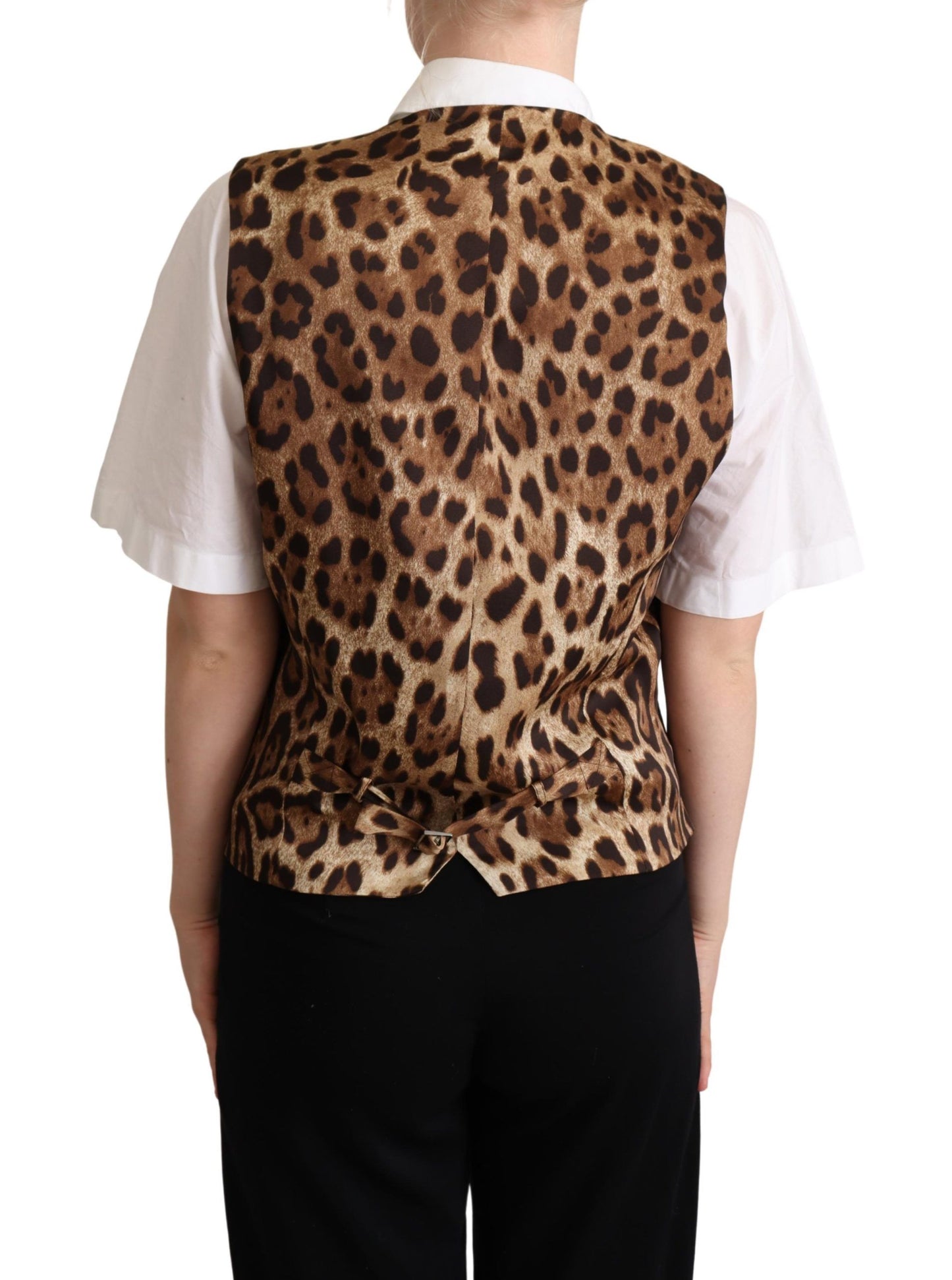 Dolce & Gabbana Elegant Leopard Print Sleeveless Vest IT40 | S