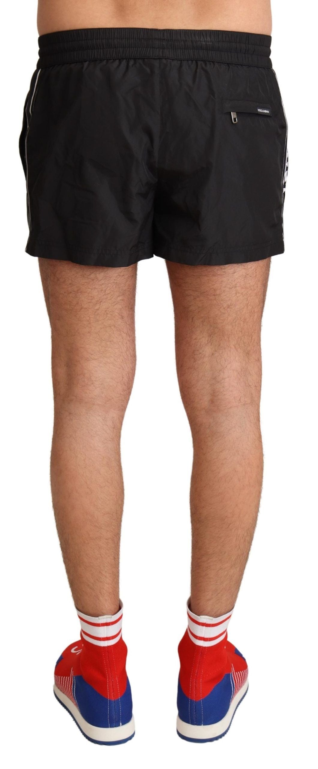 Dolce & Gabbana Elegant Black KING Motive Swim Trunks IT3 / XS