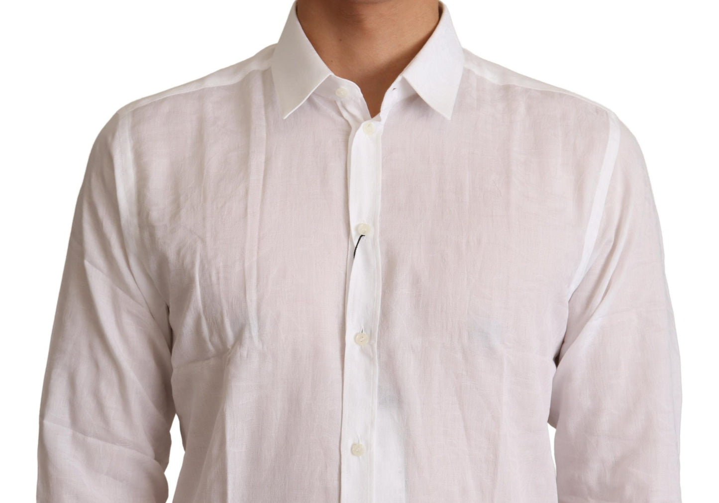 Dolce & Gabbana Elegant White Slim Fit Martini Dress Shirt IT40 | S