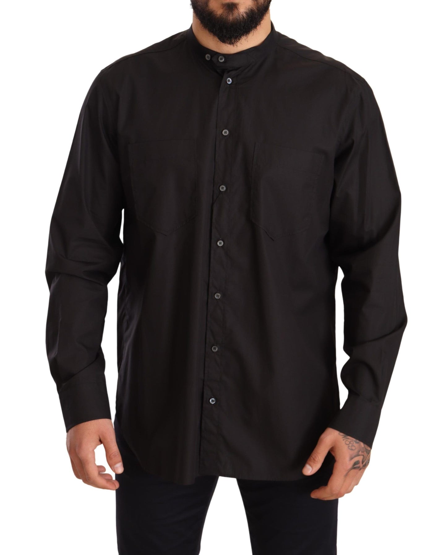 Dolce & Gabbana Elegant Black 100% Cotton Men's Shirt IT38 / XS