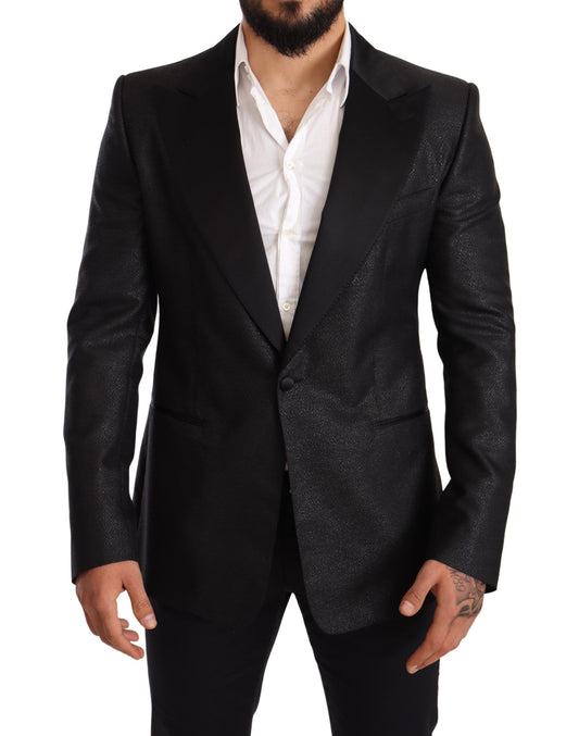 Dolce & Gabbana Elegant Black Metallic Slim Fit Blazer Jacket IT50 / L