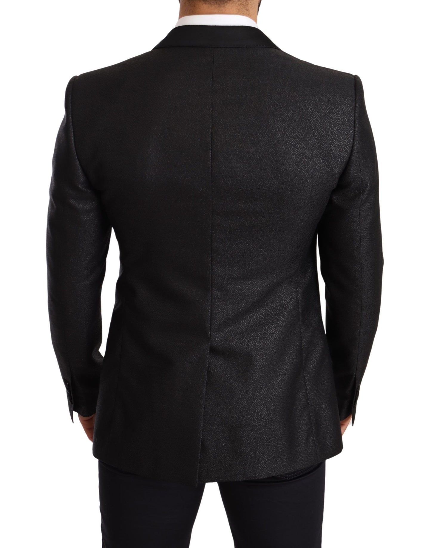 Dolce & Gabbana Elegant Black Metallic Slim Fit Blazer Jacket IT50 / L