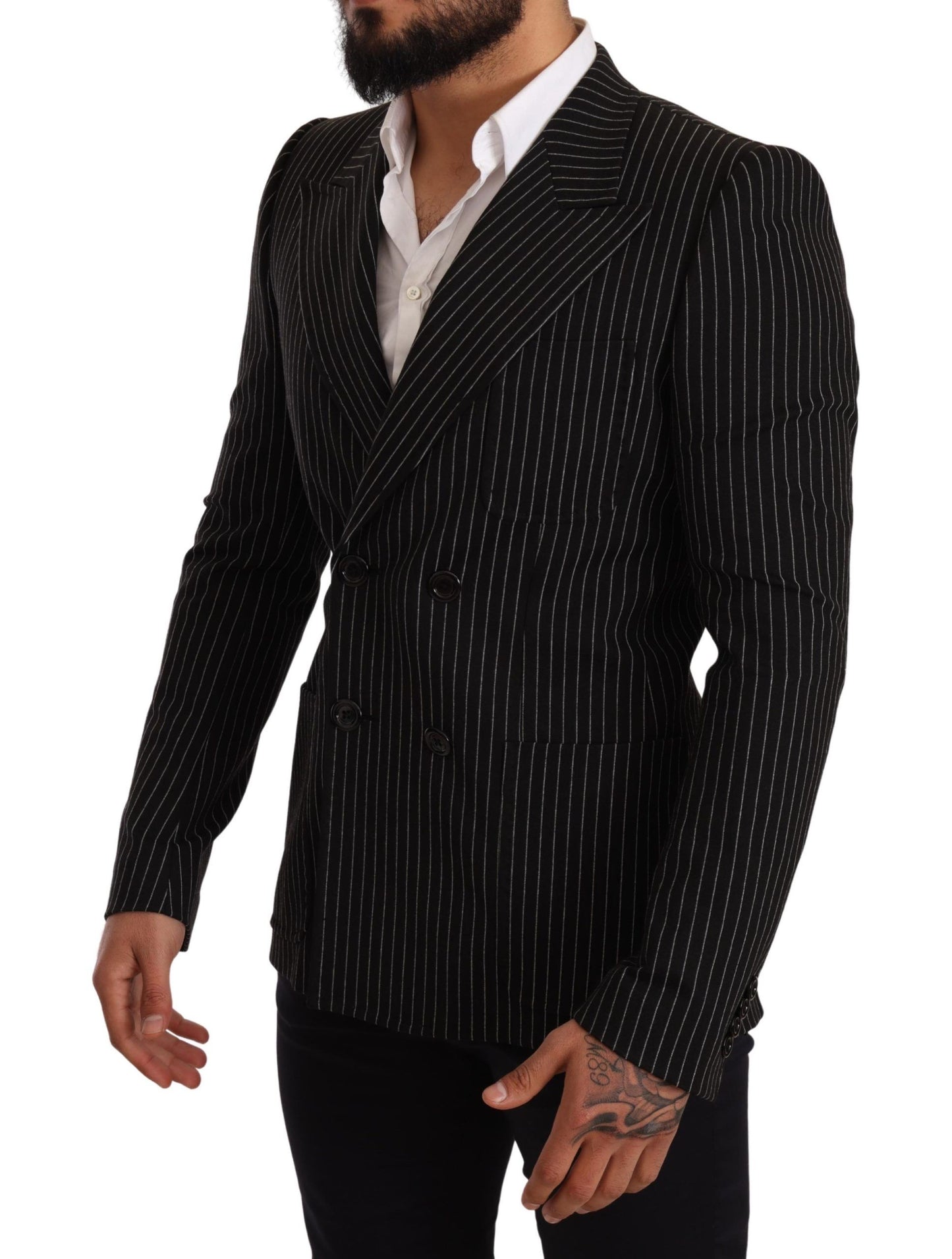 Dolce & Gabbana Elegant Striped Wool Blazer with Silk Lining IT48 / M