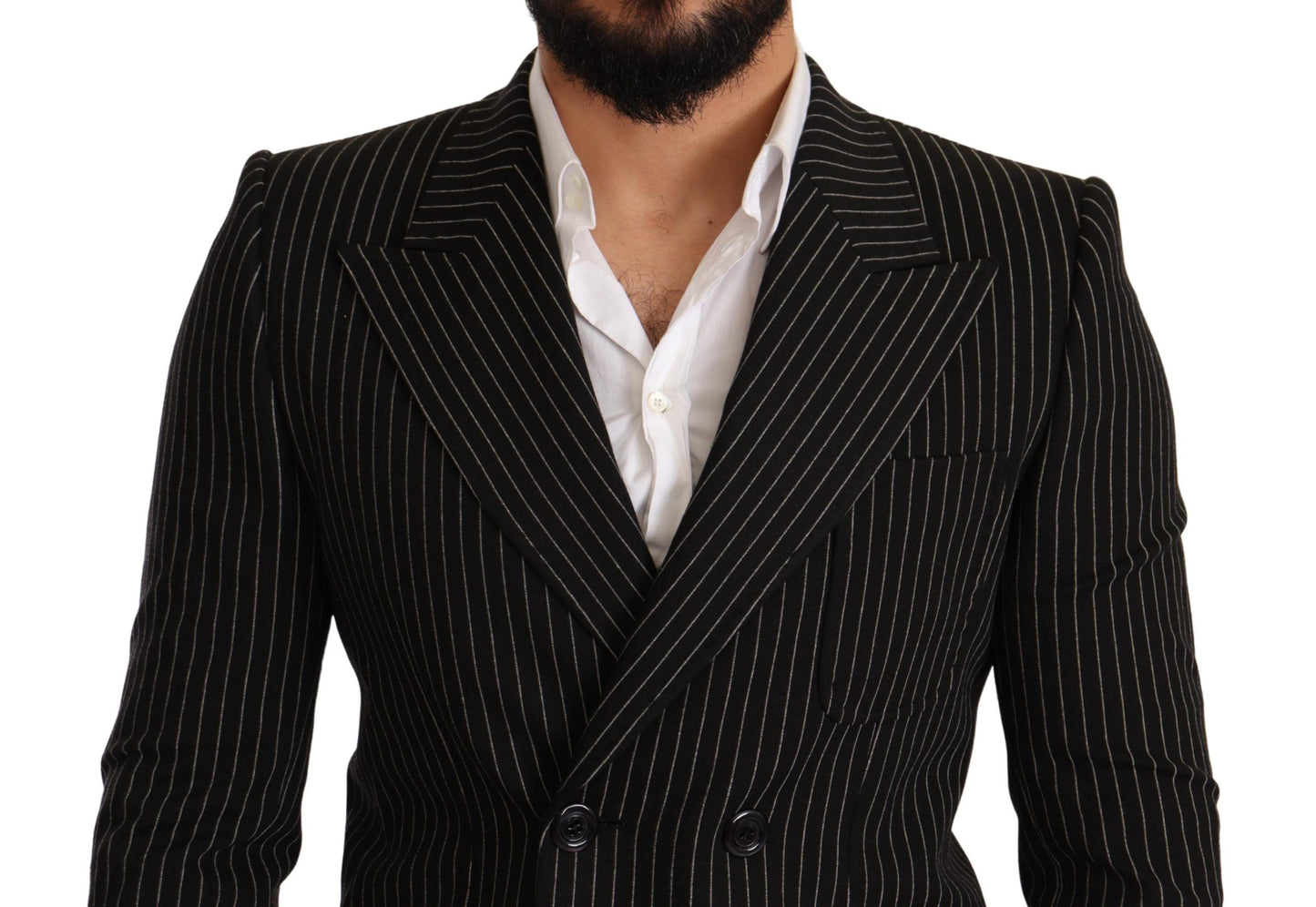 Dolce & Gabbana Elegant Striped Wool Blazer with Silk Lining IT48 / M