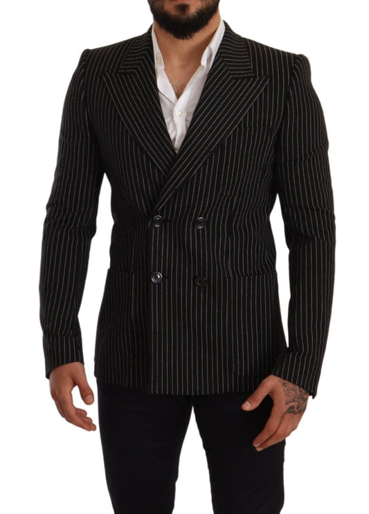 Dolce & Gabbana Elegant Striped Wool Blazer with Silk Lining IT48 / M