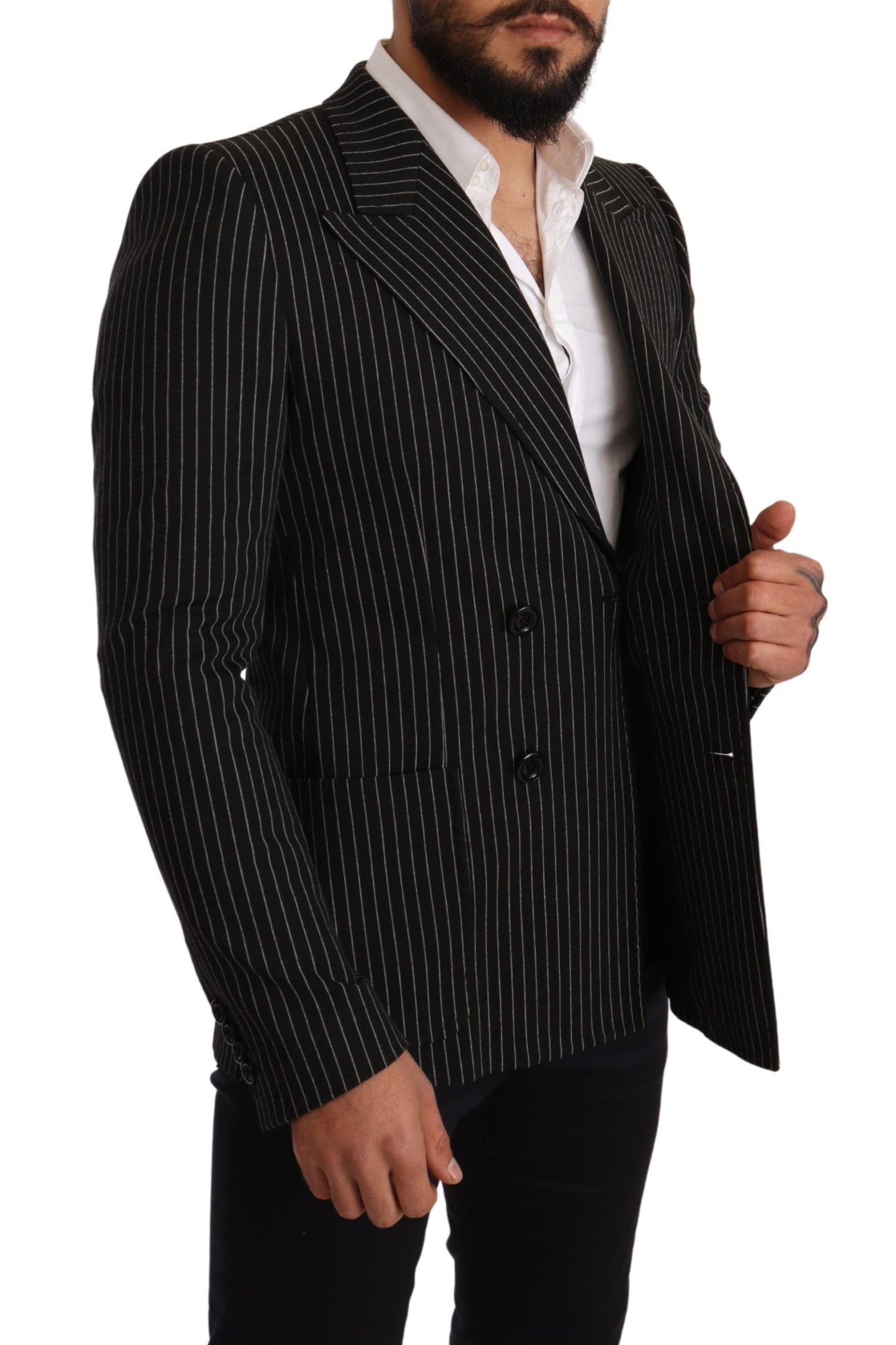 Dolce & Gabbana Elegant Striped Wool Blazer with Silk Lining IT48 / M