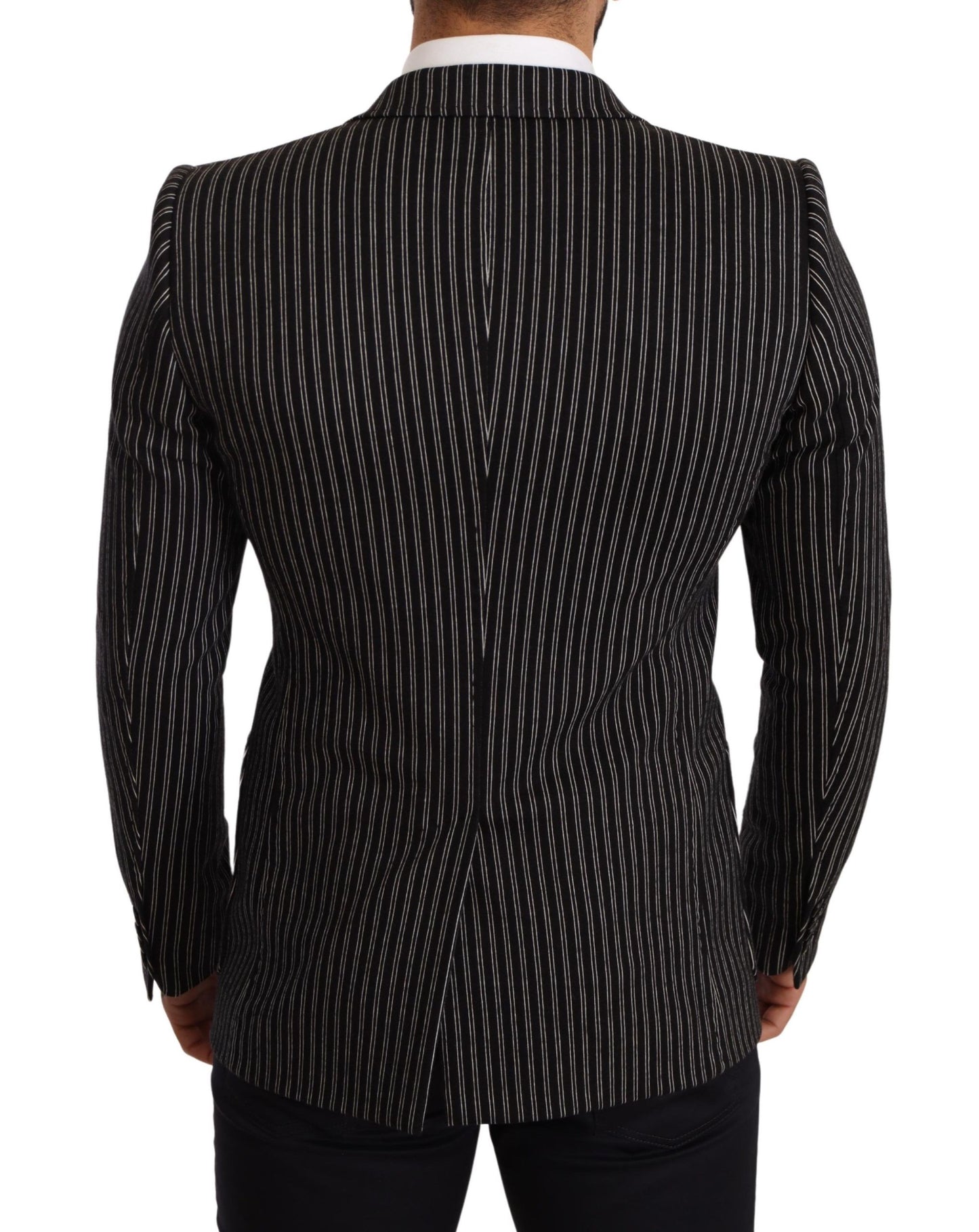 Dolce & Gabbana Elegant Black Striped Virgin Wool Blazer IT48 / M