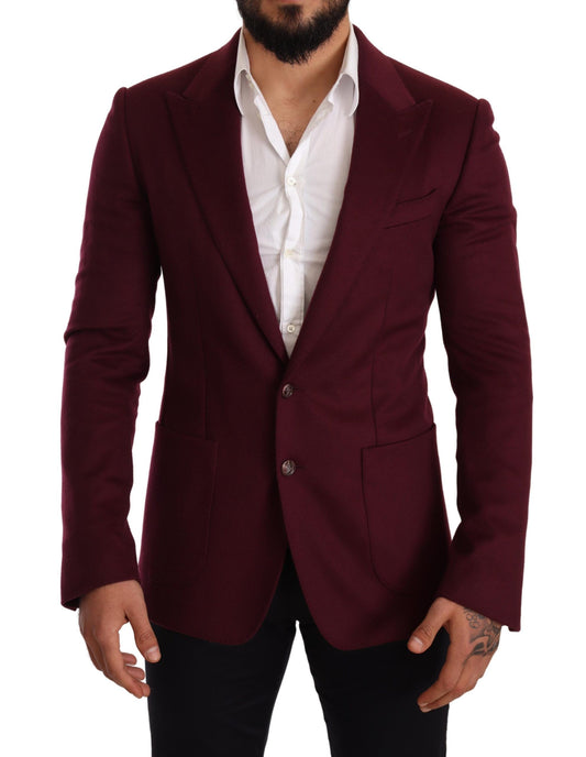 Dolce & Gabbana Elegant Maroon Bordeaux Cashmere Blazer IT48 / M