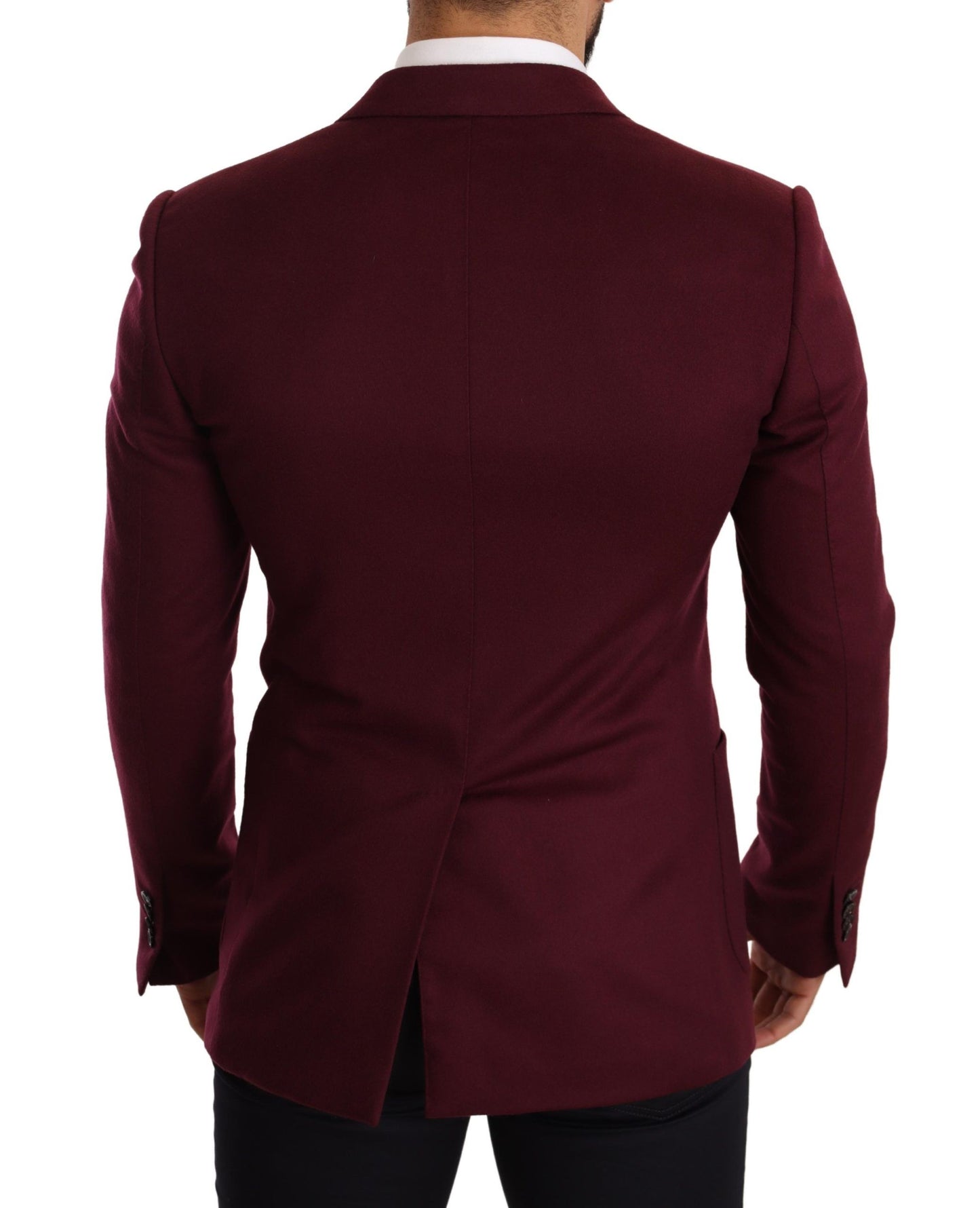 Dolce & Gabbana Elegant Maroon Bordeaux Cashmere Blazer IT48 / M