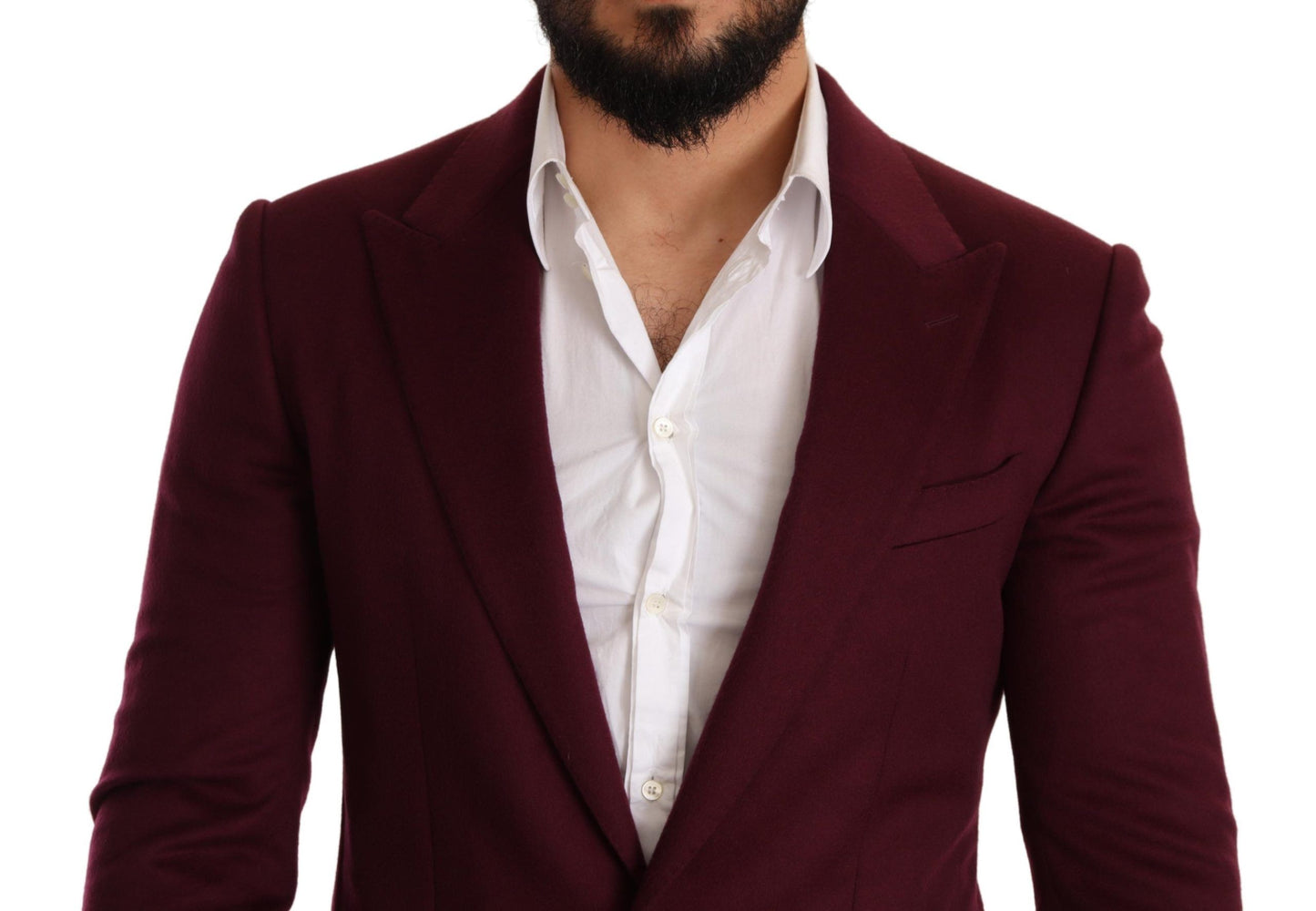 Dolce & Gabbana Elegant Maroon Bordeaux Cashmere Blazer IT48 / M