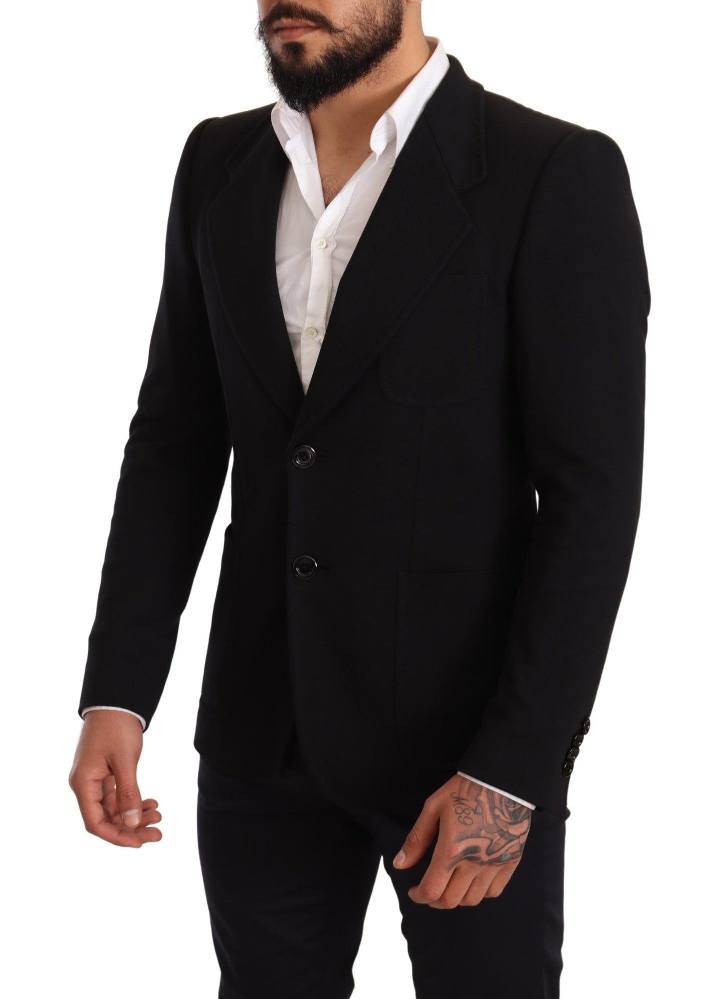 Dolce & Gabbana Elegant Slim Fit Black Cotton Blazer IT48 / M