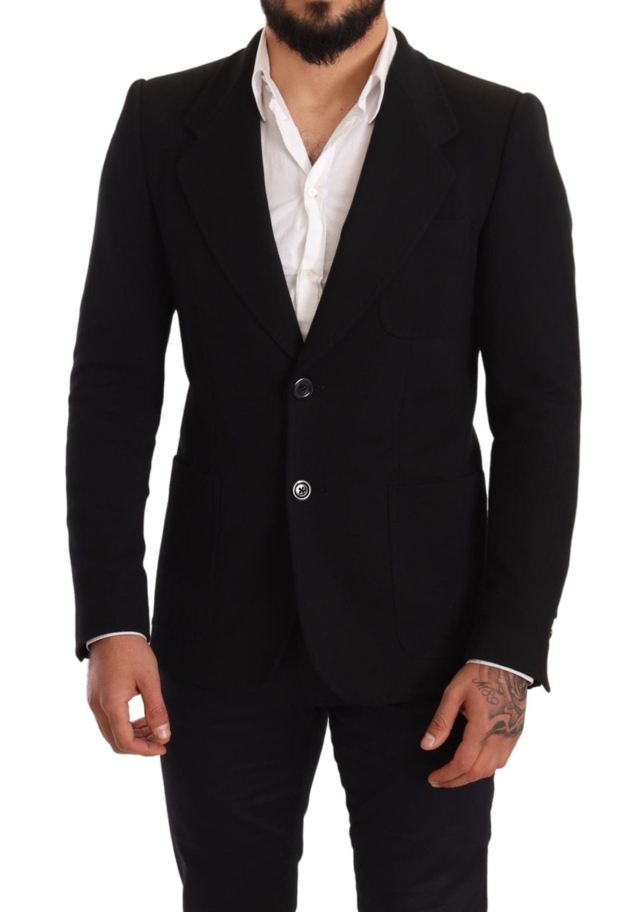 Dolce & Gabbana Elegant Slim Fit Black Cotton Blazer IT48 / M