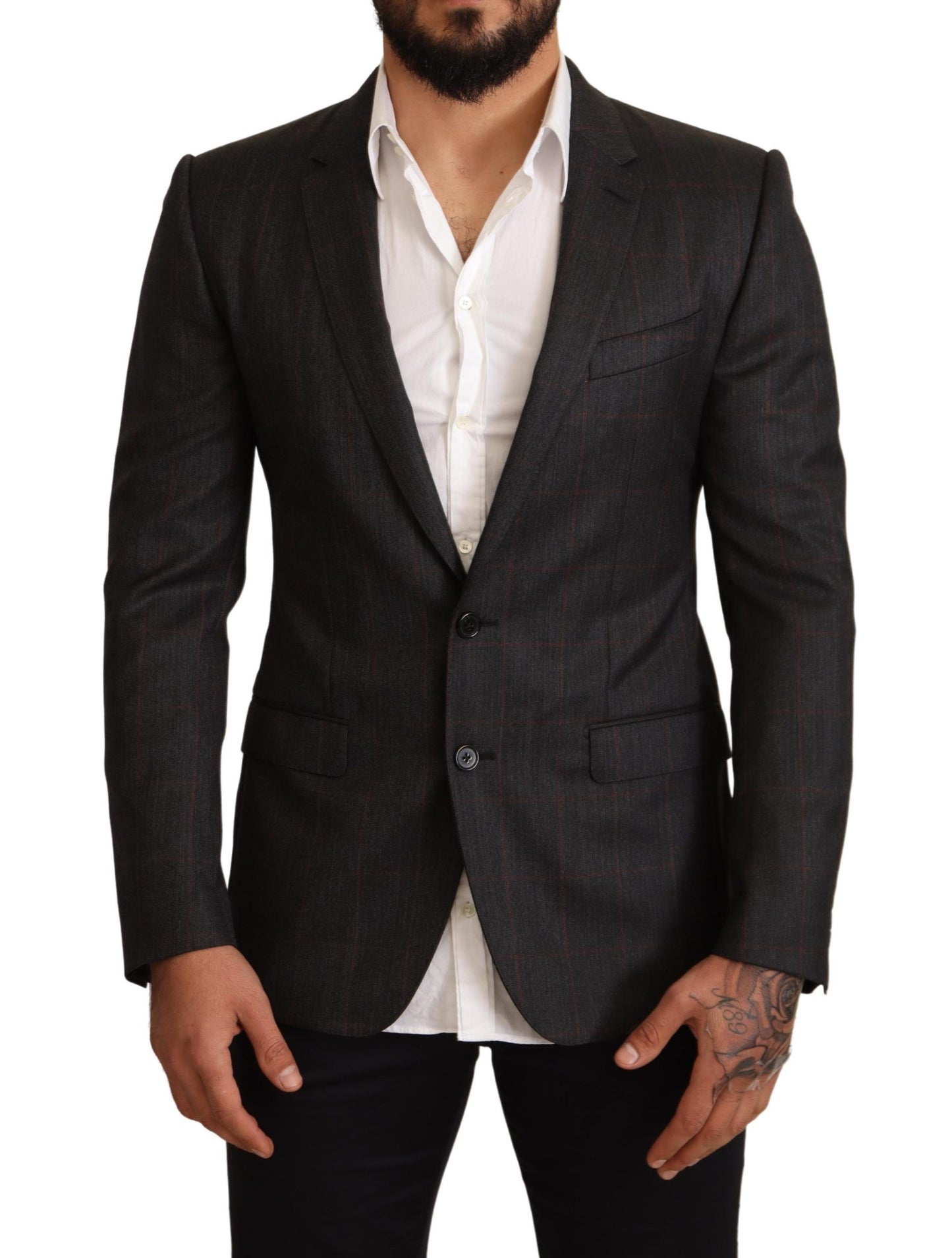 Dolce & Gabbana Elegant Gray Check Martini Blazer IT48 / M