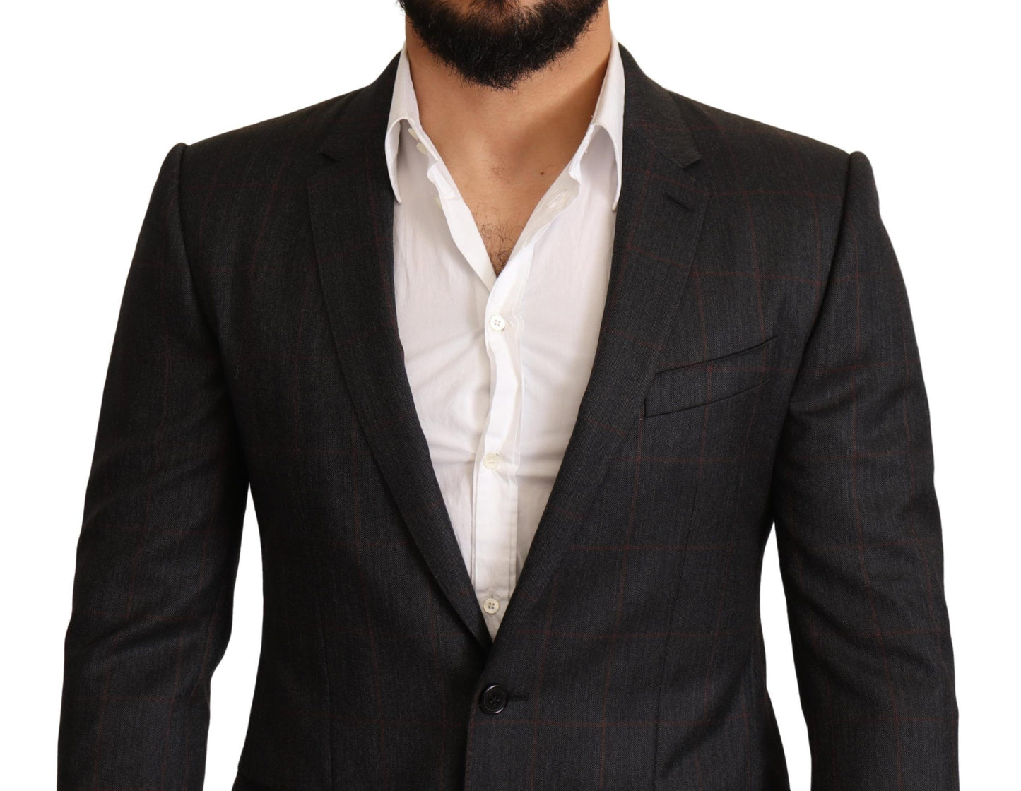 Dolce & Gabbana Elegant Gray Check Martini Blazer IT48 / M