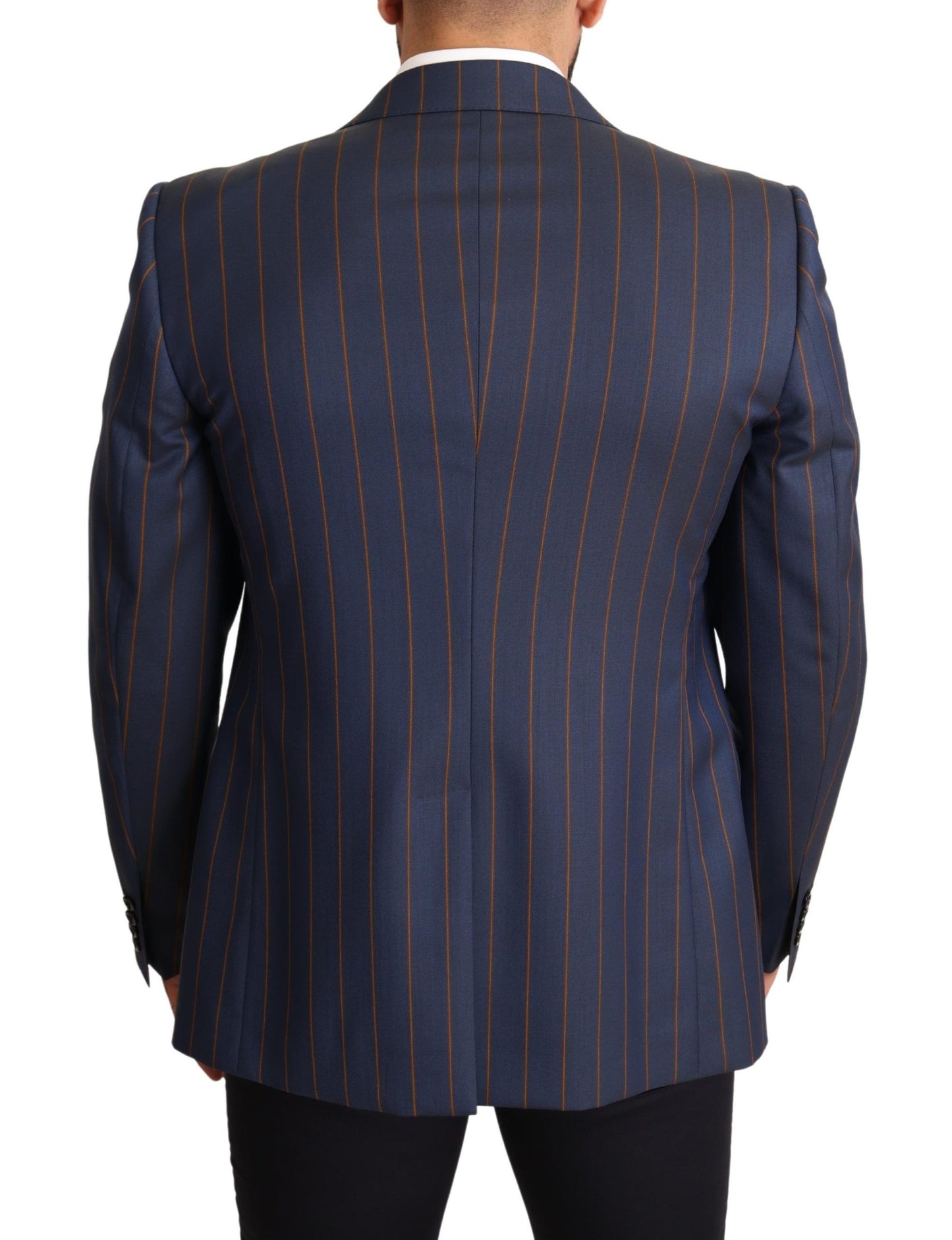 Dolce & Gabbana Elegant Slim Fit Blue Striped Wool Blazer IT54 / XL