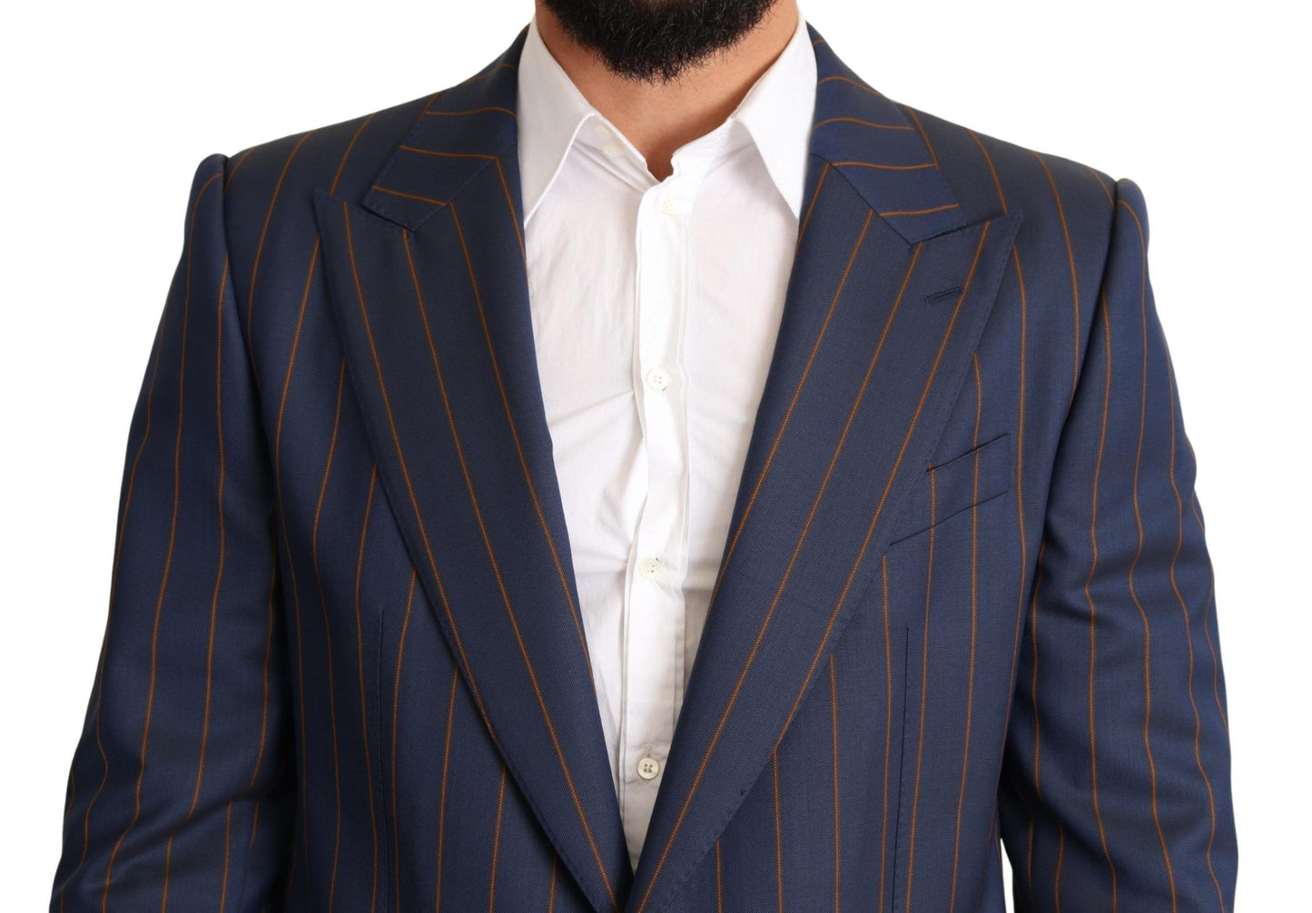 Dolce & Gabbana Elegant Slim Fit Blue Striped Wool Blazer IT54 / XL