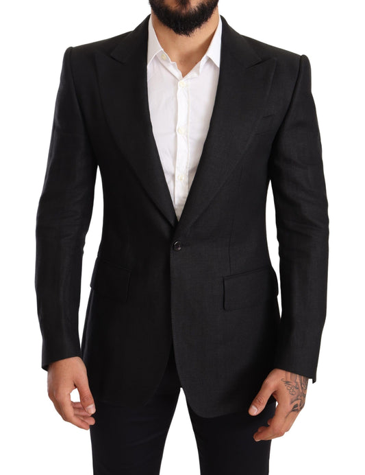 Dolce & Gabbana Elegant Slim Fit Black Linen Blazer IT48 / M