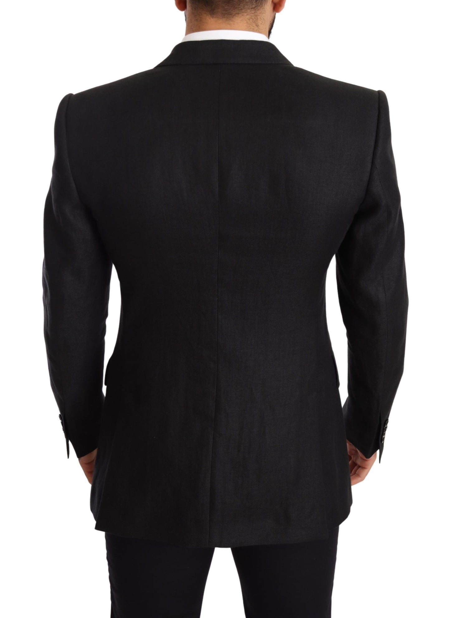 Dolce & Gabbana Elegant Slim Fit Black Linen Blazer IT48 / M