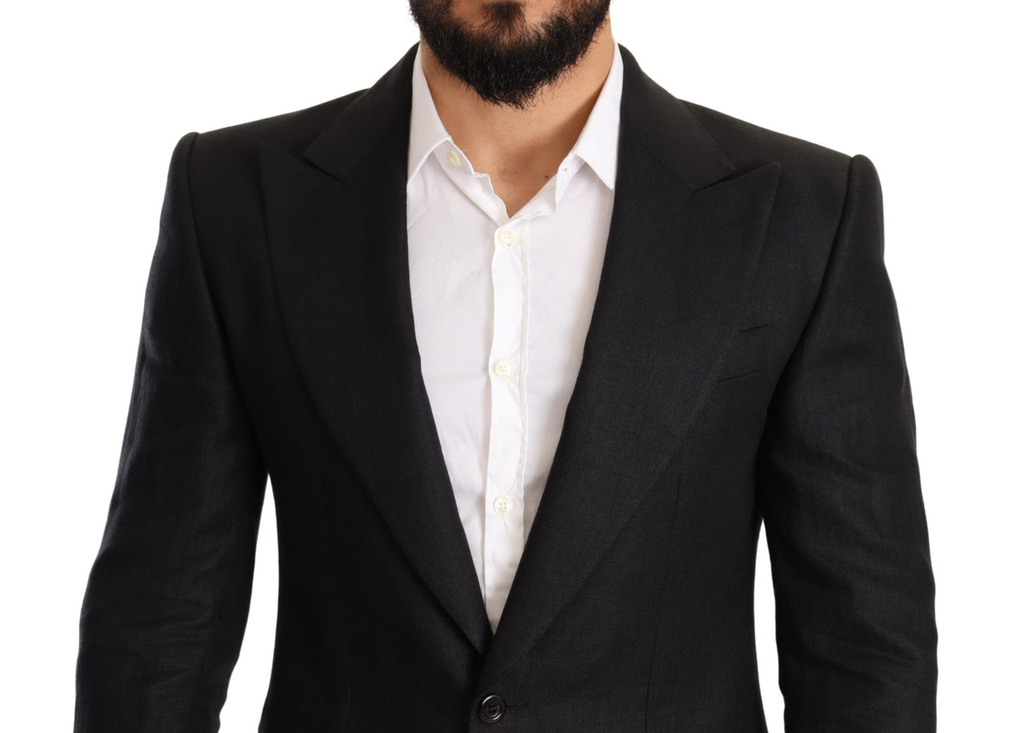 Dolce & Gabbana Elegant Slim Fit Black Linen Blazer IT48 / M