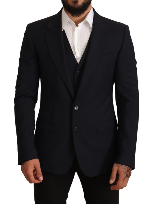 Dolce & Gabbana Elegant Dark Blue Wool Blend Martini Suit IT50 / L