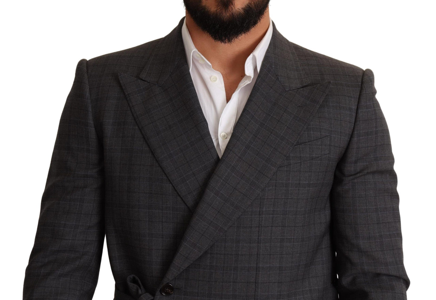 Dolce & Gabbana Chic Gray Check Martini Slim Fit Double-Breasted Blazer IT48 / M