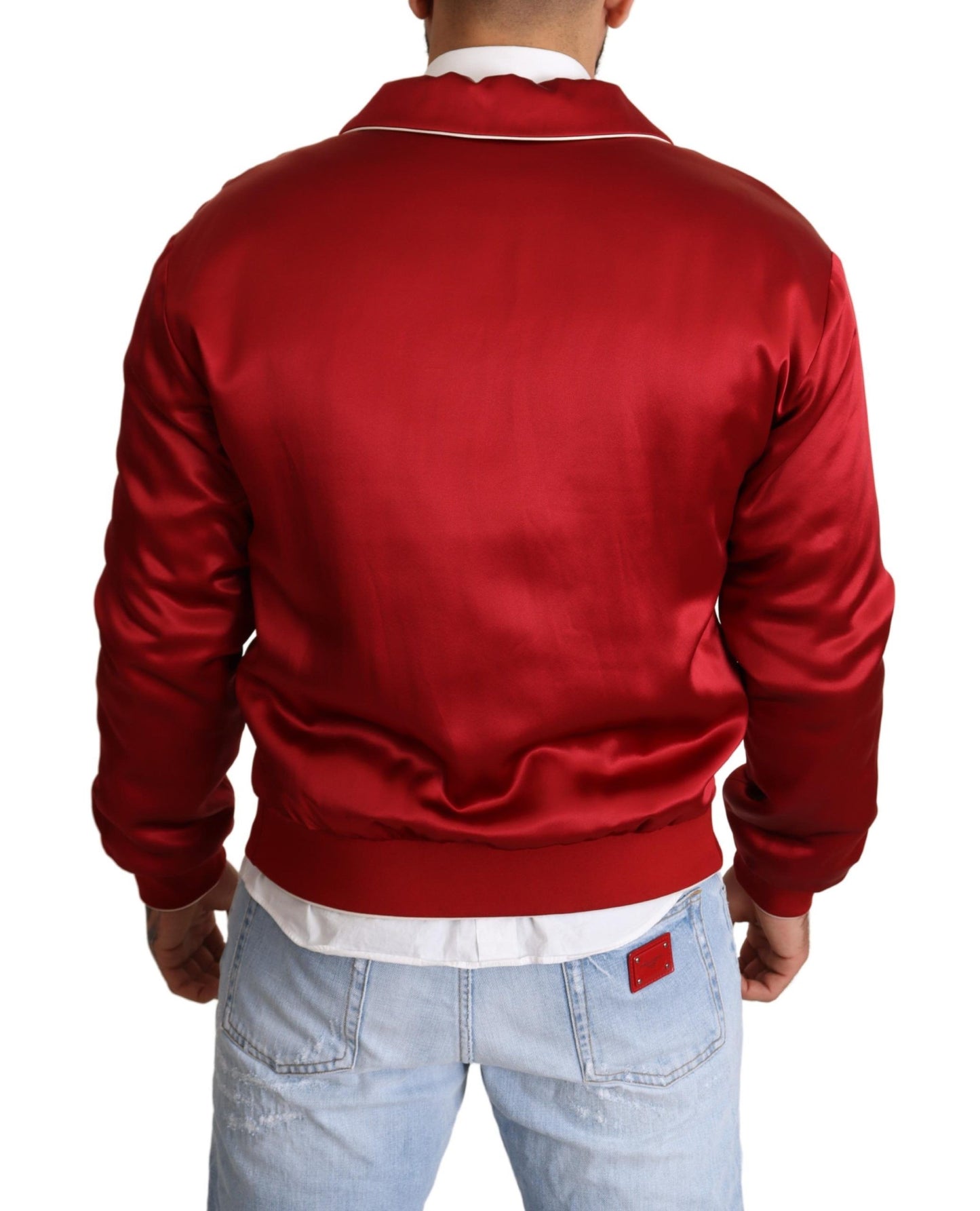 Dolce & Gabbana Sumptuous Silk Red Bomber Jacket IT48 / M