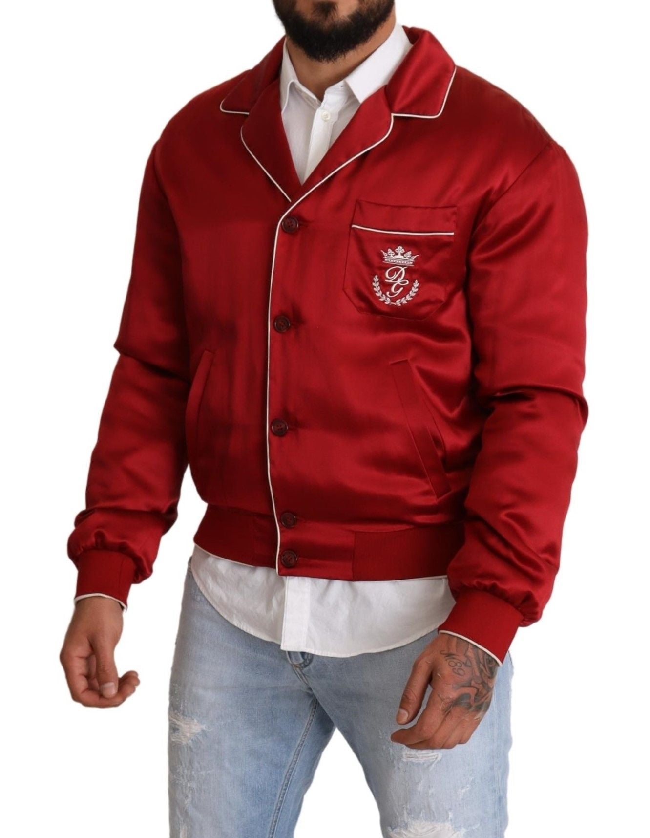 Dolce & Gabbana Sumptuous Silk Red Bomber Jacket IT48 / M