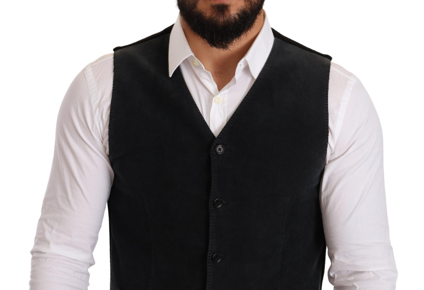 Dolce & Gabbana Elegant Black Cotton Formal Dress Vest IT48 / M