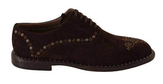 Dolce & Gabbana Elegant Brown Suede Studded Derby Shoes EU43 / US10