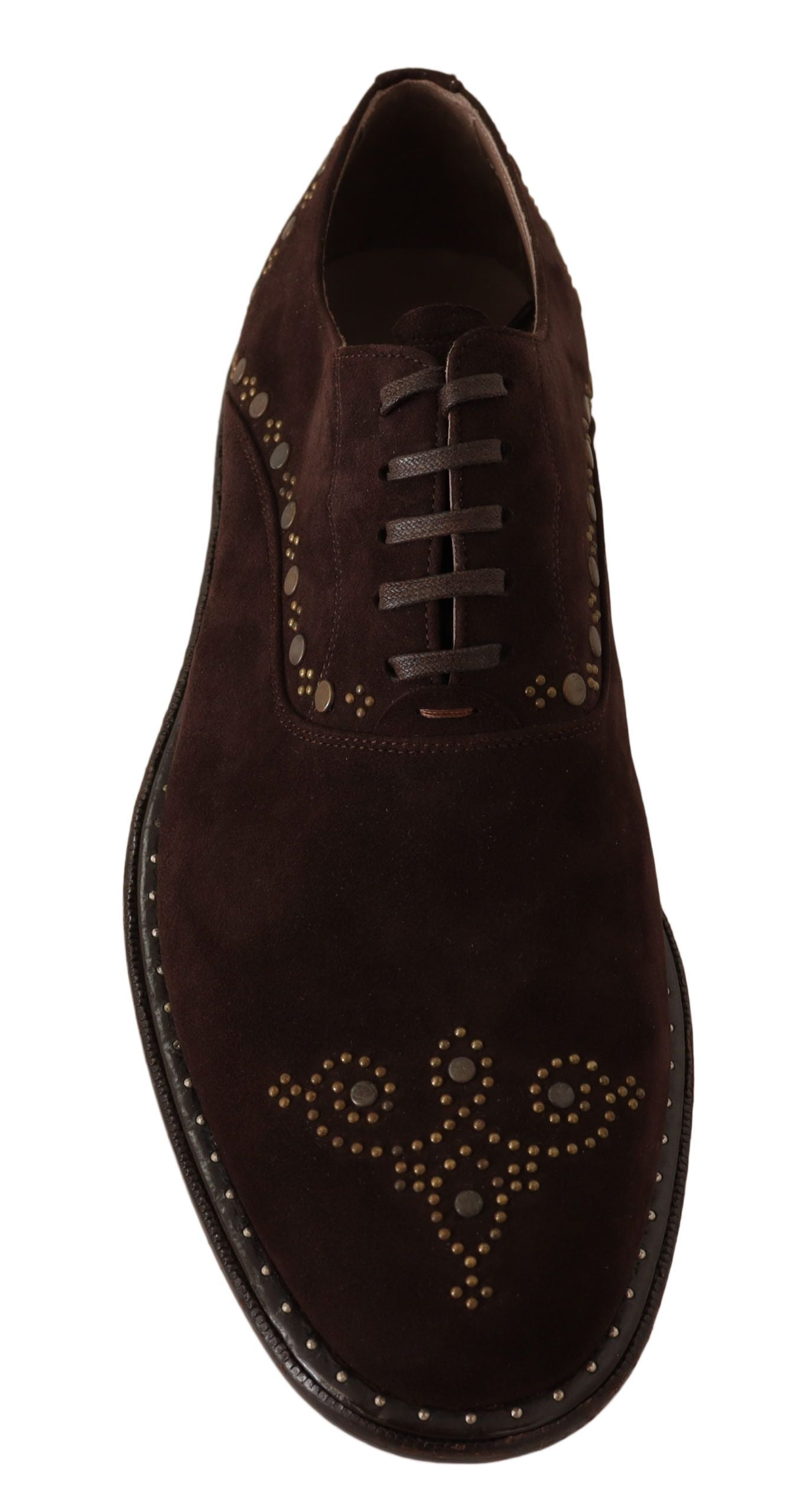 Dolce & Gabbana Elegant Brown Suede Studded Derby Shoes EU43 / US10