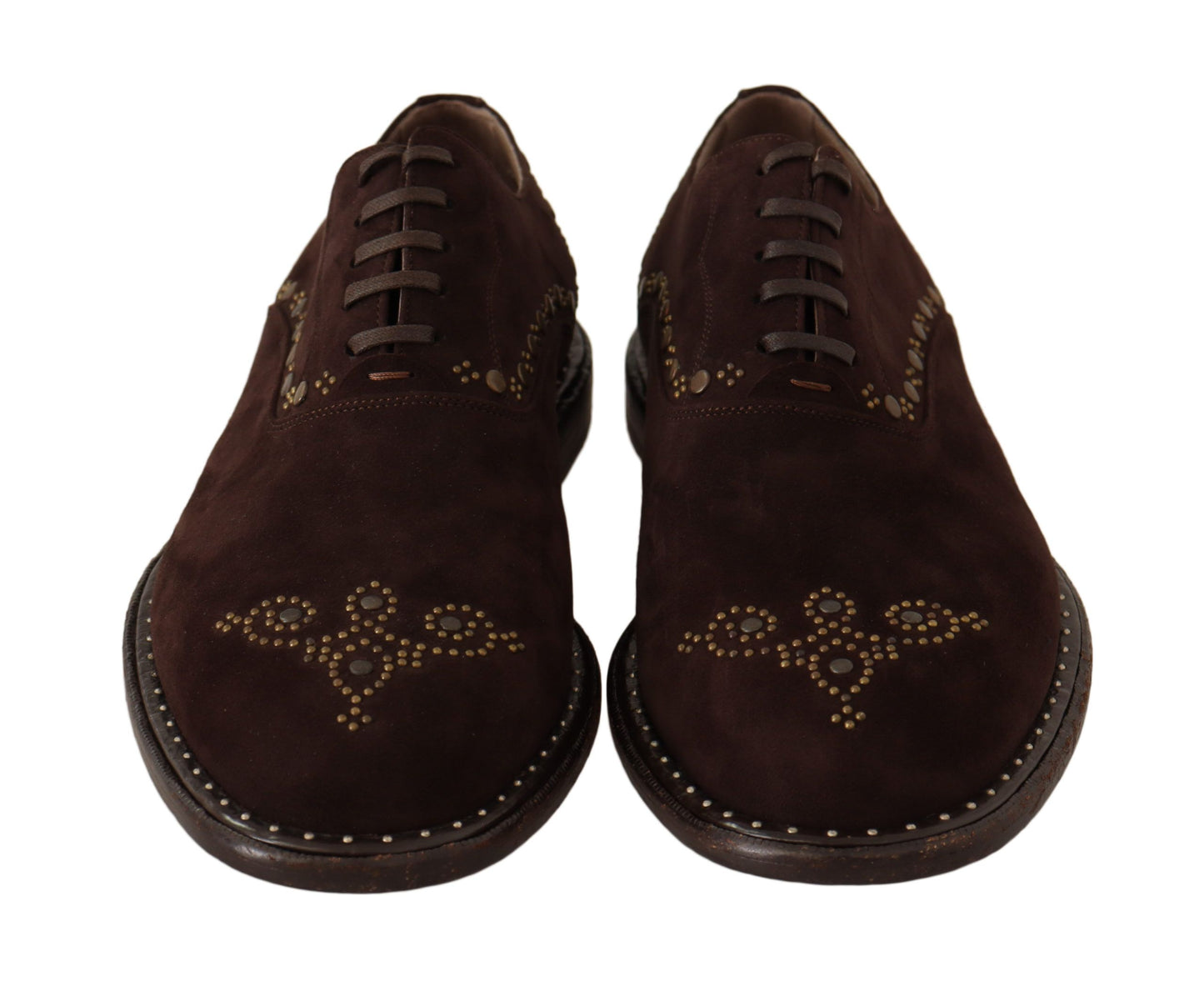 Dolce & Gabbana Elegant Brown Suede Studded Derby Shoes EU43 / US10