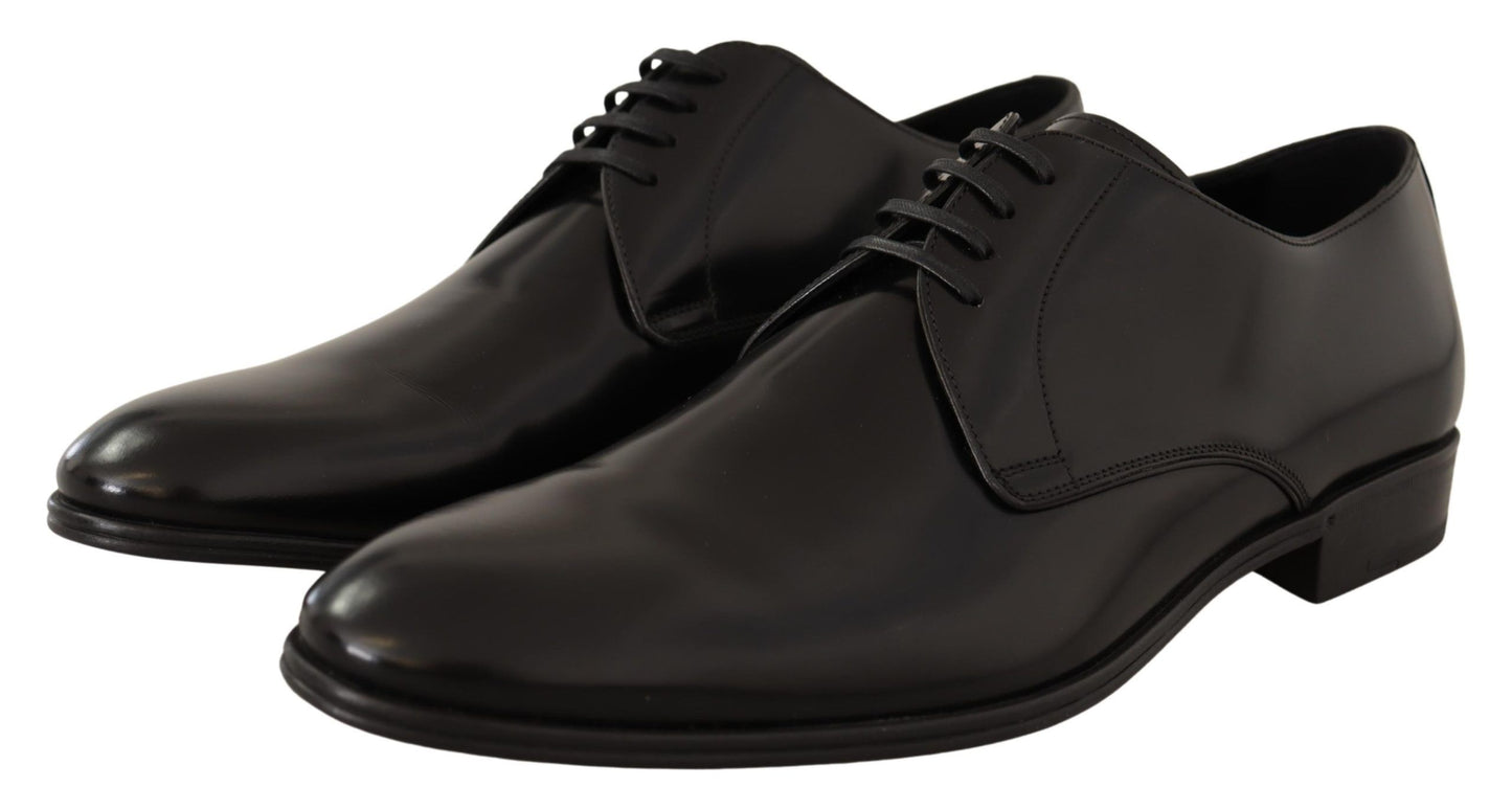 Dolce & Gabbana Elegant Black Leather Derby Shoes EU39 / US6