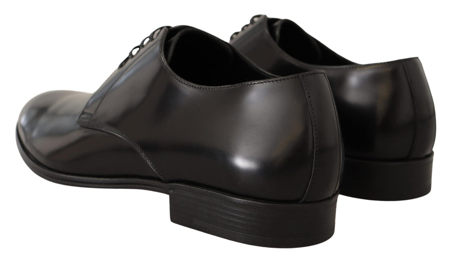 Dolce & Gabbana Elegant Black Leather Derby Shoes EU39 / US6