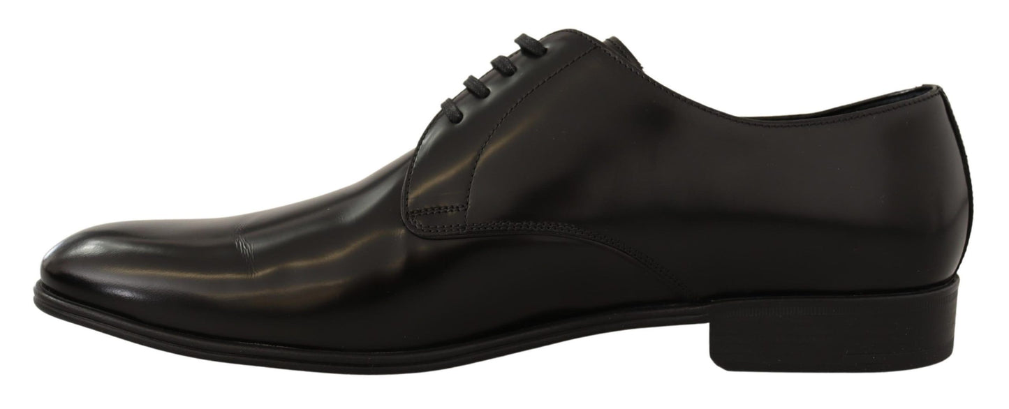 Dolce & Gabbana Elegant Black Leather Derby Shoes EU39 / US6